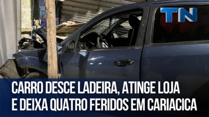 Carro desce ladeira, atinge loja e deixa quatro feridos em Cariacica