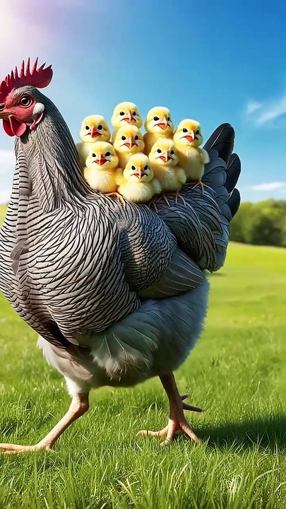 Wyandotte Hen's Joyful Journey 🐔✨ _ 8 Adorable Chicks Enjoy the Ride!