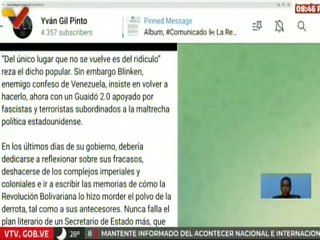 Canciller Yván Gil rechaza declaraciones del secretario de Estado de los EE.UU.