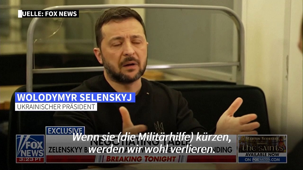 Selenskyj: Bei Einschnitten bei US-Militärhilfe 'werden wir verlieren'