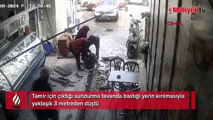 Tamir için çıktığı tavandan düştü, eşi son anda kurtuldu