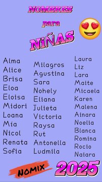 Hermosos nombres para niñas 2025