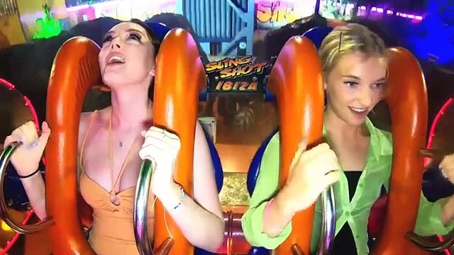 screaming Girls on the slingshot ride