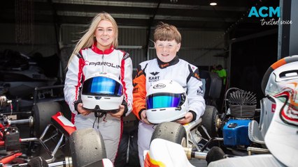 Abbey and Chad Edwards ahead of Tas Kart Champs