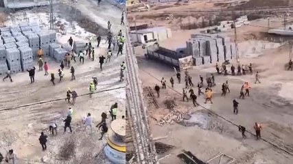 Şanlıurfa'da inşaat işçilerinin taşlı, sopalı kavga