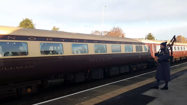 Scottish piper at Church Fenton railway station