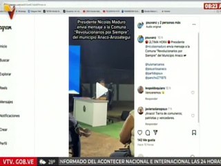 Pdte. Nicolás Maduro envía mensaje a habitantes de la comuna Revolucionarios por Siempre de Anaco