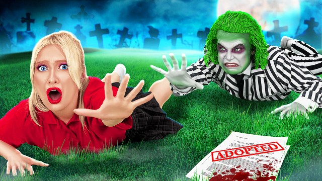 😱BEETLEJUICE M'A ADOPTÉE ?!🦹‍♂️ Conseils Parentaux Bons vs Mauvais ! Moments Drôles par 123 GO! FOOD