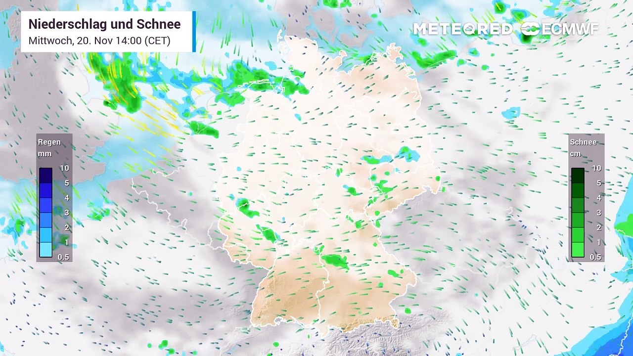 In den kommenden Tagen fällt immer wieder Schnee, besonders am heutigen Donnerstagnachmittag