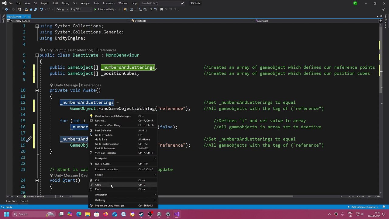 Unity 3D Tetris Clone #32 Scene Setup