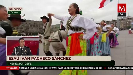 Bandas y bailarines interpretan melodías revolucionarias en el Zócalo de CdMx