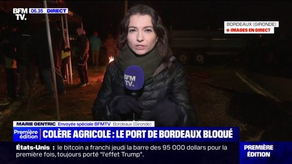 Des agriculteurs de la Coordination rurale bloquent le port de Bordeaux