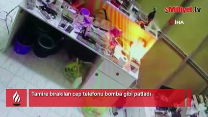 Tamire bırakılan telefon bomba gibi patladı