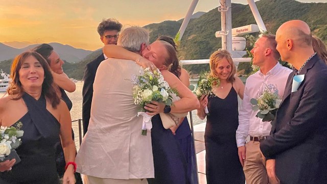 Emotional moment man who lost his daughter walks her ex-husband's new partner down the aisle