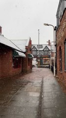 Lancer Court High Street in Wellington captured in the snow this morning
