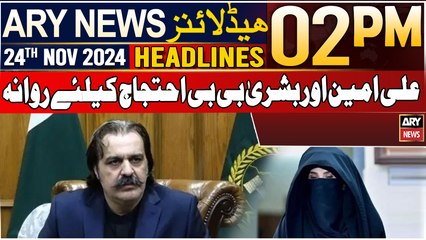 ARY News 2 PM Headlines | 24th Nov 2024 | Bushra Bibi and Ali Amin joined protest
