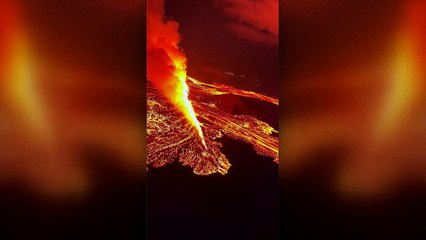Lava flows after new volcanic eruption in southwest Iceland