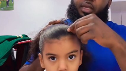 Dad wants to give his daughter the perfect hairstyle but things go wrong