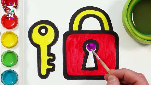 Lock with Key, Mosquito, & Cute Teddy Bear – Triple Drawing and Coloring Fun for Kids!