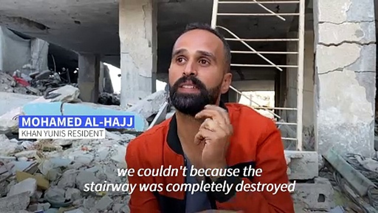 'No choice': Gazans use makeshift ladders to access destroyed homes
