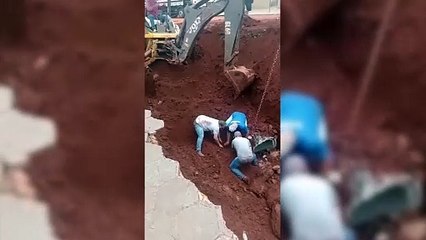 Milagre: Vídeo mostra trabalhadores socorrendo homem soterrado