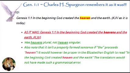 Genesis 1:1 & C. H. Spurgeon Showing Supernatural Bible Changes