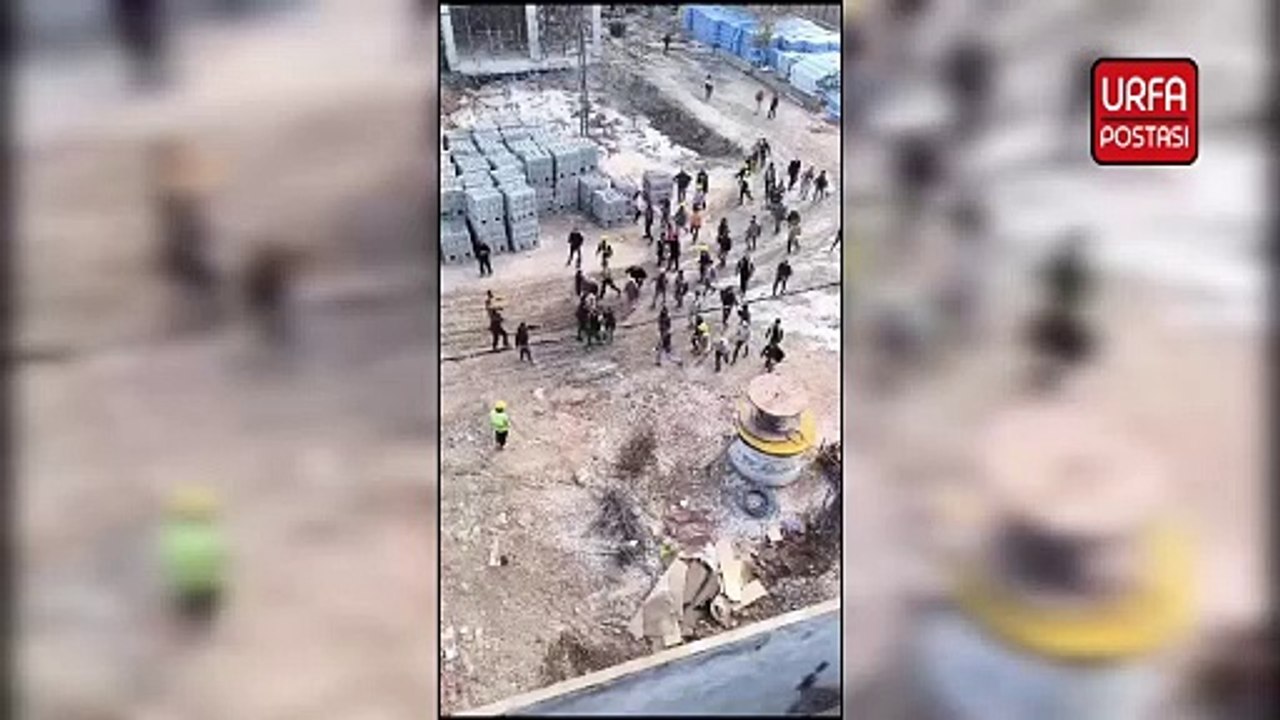 Şanlıurfa'da inşaat işçilerinin taşlı, sopalı kavgası kamerada