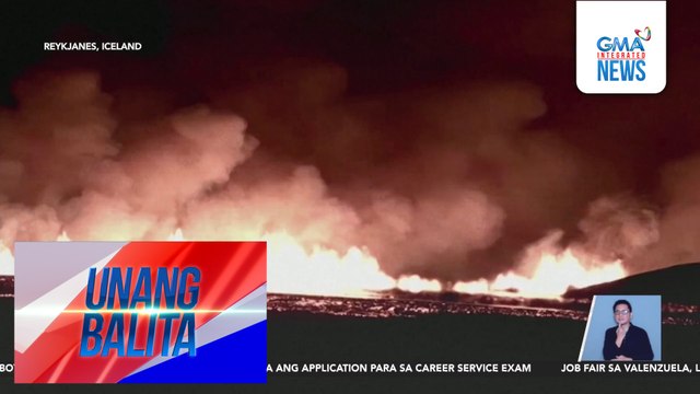 Bulkan sa Reykjanes Peninsula, naglalagablab habang nagbubuga ng lava at makapal na usok | Unang Balita