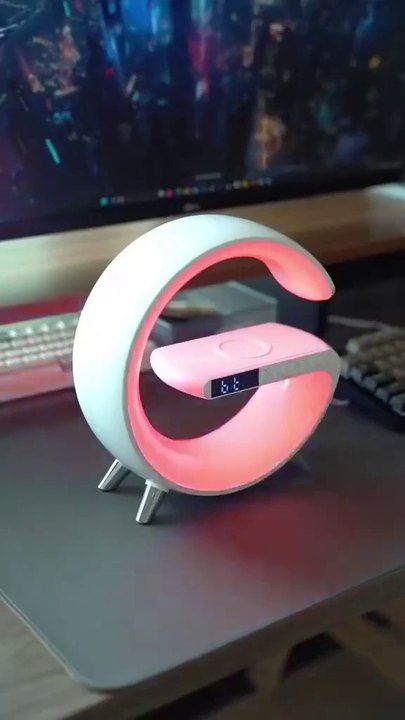 Smart Alarm Clock with G-Shape RGB Light Bluetooth Speaker & Wireless Charging zinxer.com