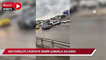 Maltepe'de bir sürücü motosikletli kuryeye demir çubukla saldırdı