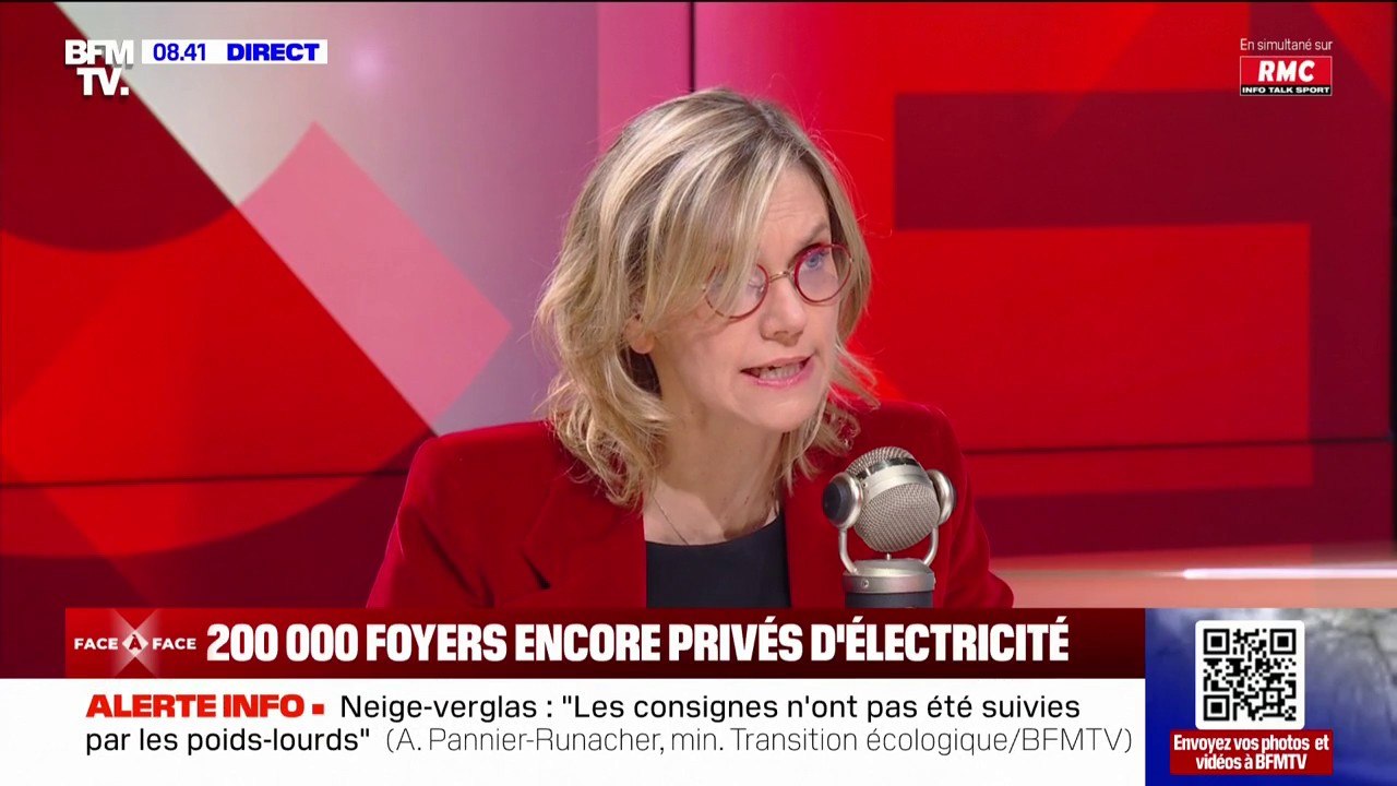 Neige: Agnès Pannier-Runacher évoque "200.000 foyers" toujours privés d'électricité ce vendredi matin