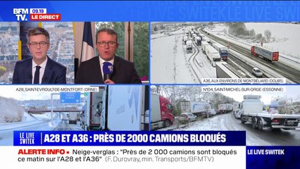 Neige sur les voies ferrées: "Personne n'est bloqué, tous les trains ont été stoppés dans les gares", assure le ministre des Transports