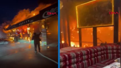 Temizlik işçisinin öldüğü ahşap restoran yangınındaki panik ve korku kamerada