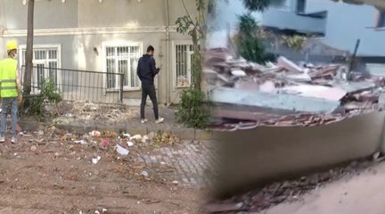 Yıkım sırasında yandaki binanın duvarının olmadığı ortaya çıktı; yatak odası açıkta kaldı