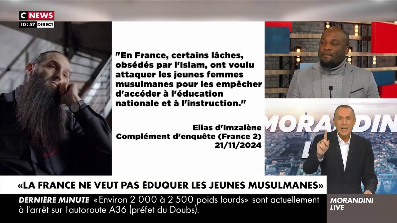 L’imam Chalghoumi réagit aux propos du militant islamiste Elias d'Imzalène qui affirme que "la France ne veut pas éduquer les jeunes musulmanes": "Il faut que cet individu soit condamné, il faut qu’on protège notre jeunesse !" - Regardez