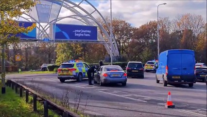 Watch as police direct traffic outside Gatwick Airport after security incident