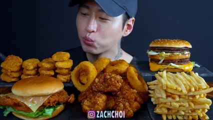 ASMR MUKBANG _ Fast Food, Big Mac, Chicken Nuggets, Onion Rings, Chicken Sandwich, Wings, Fries