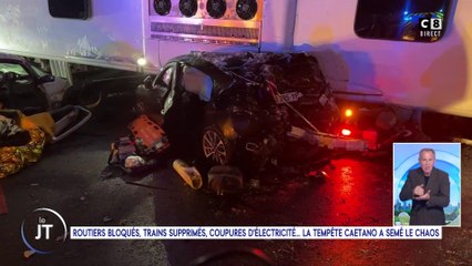 JT du 22 novembre : Routiers bloqués, trains supprimés... la tempête Caetano a semé le chaos