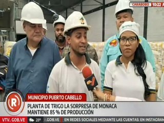 Carabobo I La producción de trigo se mantiene en 85% en la Planta de Trigo Sorpresa de Monaca