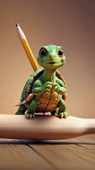 Tiny Turtle Balancing on a Pencil:-animation cartoons