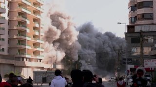 Israel strike reduces Beirut building to rubble in seconds