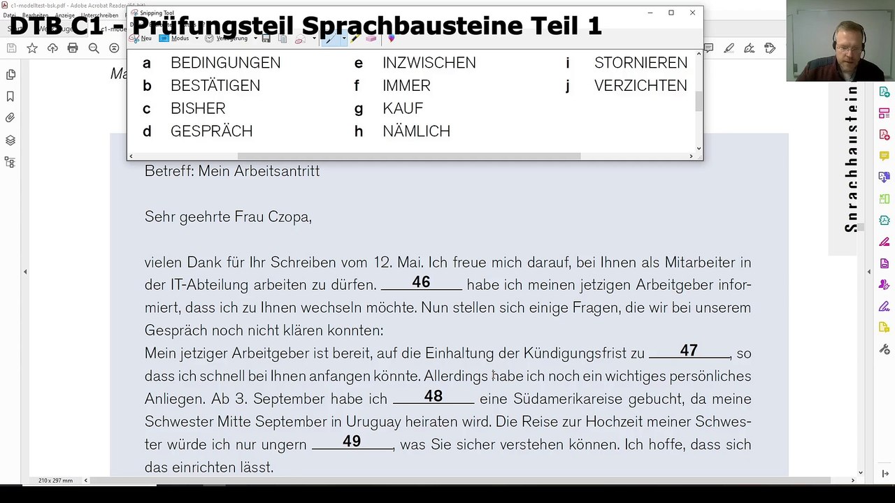 Deutsch-Test für den Beruf C1 – 12 – Prüfungsteil Sprachbausteine Teil 1