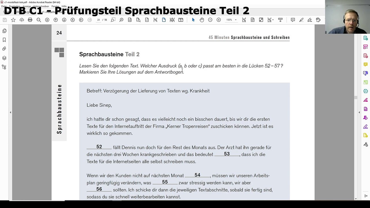 Deutsch-Test für den Beruf C1 – 13 – Prüfungsteil Sprachbausteine Teil 2