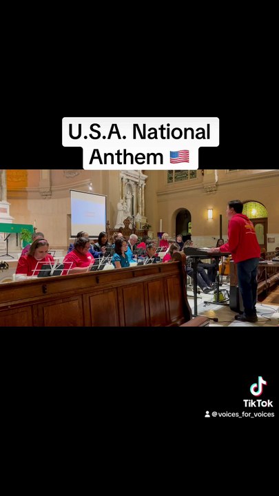 U.S.A. National Anthem 🇺🇸 Voices for Voices joins Hearts for Music Special Needs Orchestra playing guitar 🎸 at their annual event at St. Bernard’s Catholic Church filmed by EWTN