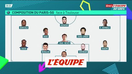 Barcola, Dembélé et Asensio titulaires avec le PSG face à Toulouse - Foot - L1