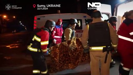As ruas devastadas de Sumy após o ataque de drones russos