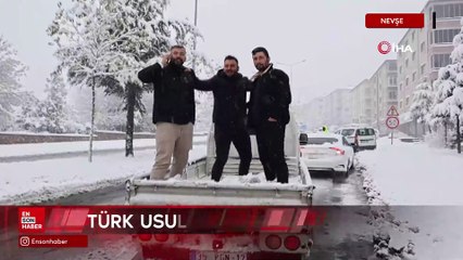 Nevşehir'de yolda kalan araçlara Türk usulü kurtarma