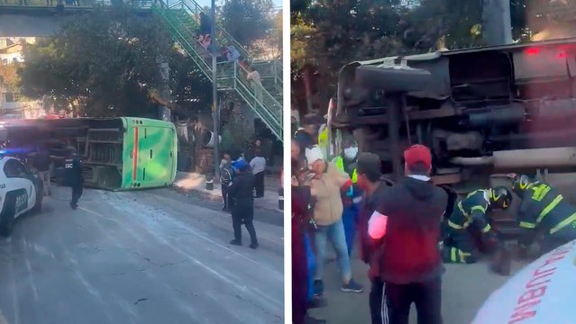 México-Cuernavaca: Autobús de pasajeros vuela por exceso de velocidad; deja 32 heridos