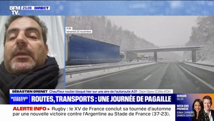 Chutes de neige: "On n'avait aucune information concernant l'A31", raconte Sébastien Gremet, chauffeur routier