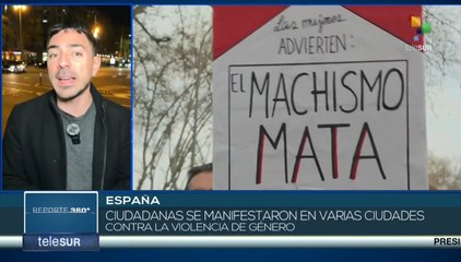 Ciudadanas españolas manifestaron en contra de la violencia de género